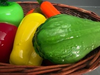 Glass fruit vegetables and wicker basket - 6