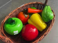 Glass fruit vegetables and wicker basket - 2