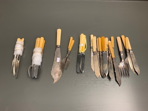 Asstd Lot of Bone Handled Cutlery & Servers