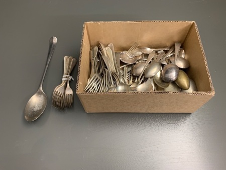 Large Lot of Asstd Vintage Silver Plated Cutlery