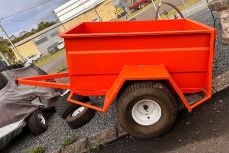 Orange lawnmower box trailer single axle diamond plate floor