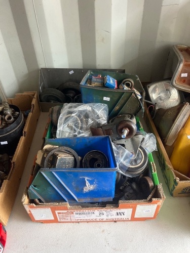 Lot of Castor Wheels and Assorted Mechanical Parts