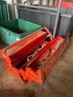 Tiered Metal Toolbox with Assorted Hand Tools, Locking Pliers, Pipe Wrenches & Spirit Level