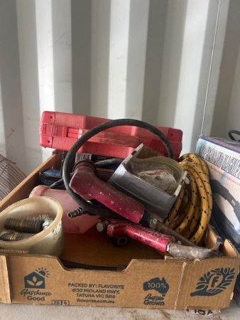 Assorted Pneumatic Air Tools, Air Hoses, Tyre Inflator & Accessories