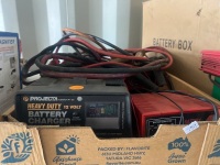 Large Lot of Car Battery Chargers, Jump Leads and Automotive Electrical Accessories - 2