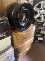 4x Black Steel Rims &ndash; Multi-Hole Stud Pattern