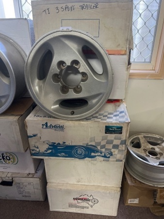 4x Silver 3-Spoke Trailer Alloy Rims &ndash; 6-Stud