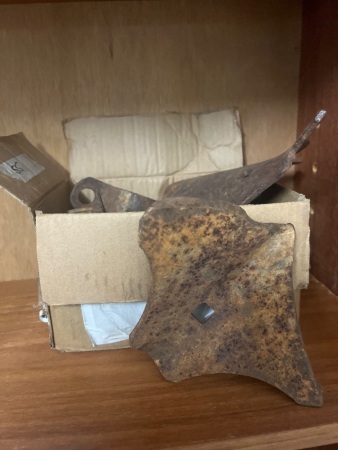 Assorted Vintage Rusted Farm Machinery Parts & Metal Fittings Lot