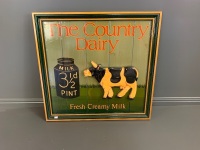 'The Country Dairy' Hand Painted Timber Vintage Style 3D Sign