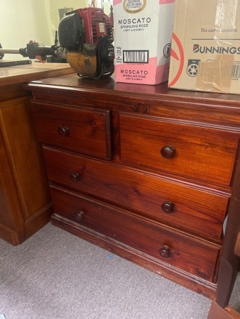 Pine Timber Chest Of Drawers With Five Drawers