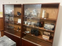 2 x Timber Display Cabinets With Sliding Glass Doors And Lower Cupboards