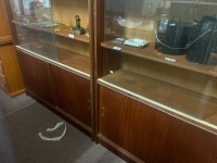 2 x Timber Display Cabinets With Sliding Glass Doors And Lower Cupboards - 2