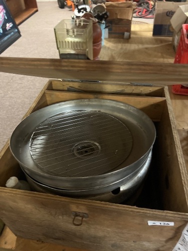 Box of Assorted Stainless Steel Items - Possibly Grill Tray with Wire Rack?