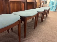 Set Of 6 Timber Dining Chairs With Blue Upholstered Seats - 3