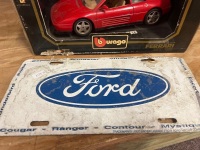 Galvanised Ford Sign and Ferrari Model Car - 3