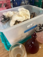Assorted Lot of Lamp Glassware Tops Etc - 2
