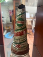Castrol Tin Pouring Spout on Clear Glass Oil Bottle - 2