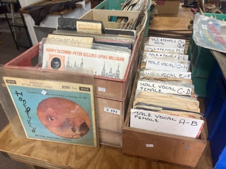 2 x Plastic Boxes of Mixed Records with Various Genres