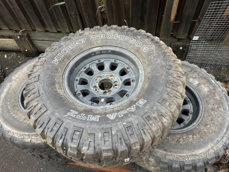 Mickey Thompson Baja MTZ off road tyres on black rims set of four