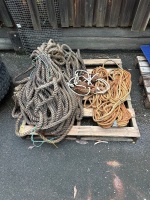 Mixed rope lot natural fibre synthetic and wooden pulleys