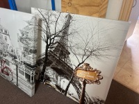 2 x Large Canvas Print- One Bicycle Print and Eiffel Tower Scene Print - 3