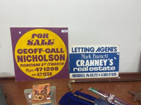 2 x Galvanised Signs Inc. Mark Barnett Realestate and For Sale sign