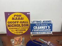 2 x Galvanised Signs Inc. Mark Barnett Realestate and For Sale sign