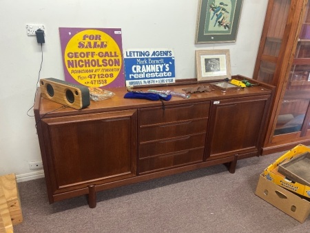 Mahogany Timber Entertainment Unit with Storage Cupboards and Centre Drawer Section