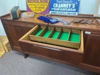 Mahogany Timber Entertainment Unit with Storage Cupboards and Centre Drawer Section - 2