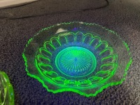 2 x Uranium Glass Bowls - Small Chips on Rim - 3