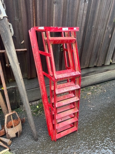 Pair red metal car ramps loading ramps