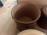 Wooden and Enamel Ascending Kitchen Cannisters - 3
