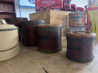 Wooden and Enamel Ascending Kitchen Cannisters - 4
