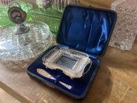 Large Lot of Decorative Green Glass, Clear and Silverware - 3