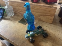 Blue Bird Decanter with Green Racecar Decanter