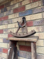 Wooden Ladder with Decorative Horseshoe Hanger - 2