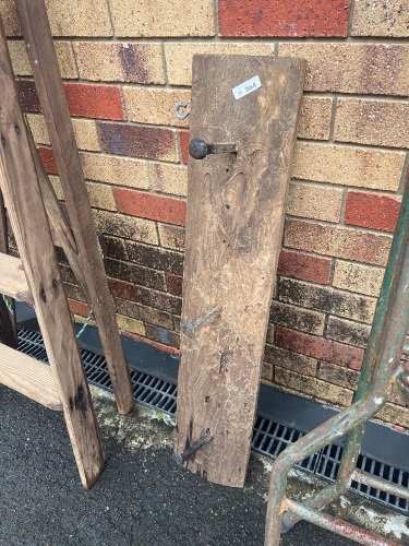 Solid Timber Board with Railway Spikes and Termite Markings