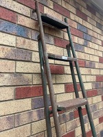 Green Steel Step Ladder with Surface Rust - 3