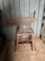Rusty Blacksmith Anvil on Metal Stand