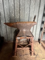 Rusty Blacksmith Anvil on Metal Stand - 2