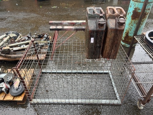 Wire Mesh Animal Cage with Two Jerry Cans