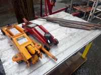 Metal Work Table with Two Hydraulic Trolley Jacks - 2