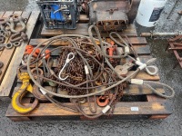 Mixed Lot of Chains Wire Ropes and Hooks