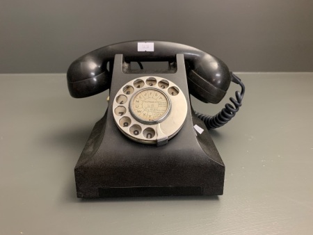 1960's Black Bakelite Rotary Dial PhoneÃ‚Â  with Original Number Disc