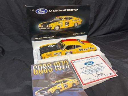 1973 Ford Falcon XA GT Hardtop # 5 John Goss/Kevin Bartlett - Hardie-Ferodo 1000 - 0004/5000 - AUTOart 87314 - Certificate Signed John Goss
