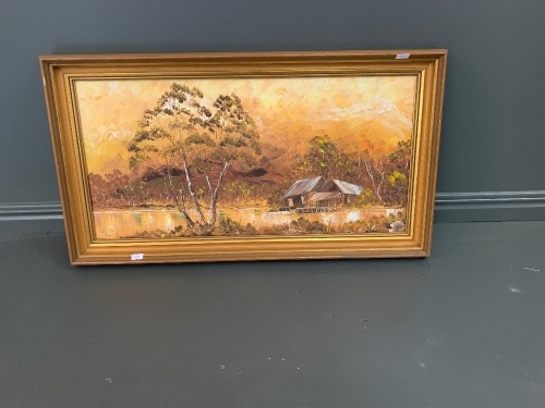 Framed Oil on Canvas Signed Don Burrows 1982 'Riverside'