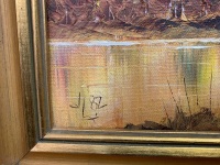 Framed Oil on Canvas Signed Don Burrows 1982 'Riverside' - 3