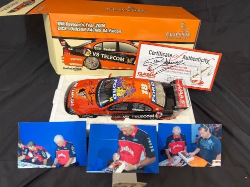 2006 Ford Falcon BA XR8 # 18 Will Davison - DJR V8 Telecom ATCC - 0277/0500 - Classic Car 18239 - Car & Certificate Signed Dick Johnson & Will Davison; Photos Of Signing Included