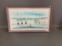 Framed Signed Oil on Board - Reg Gregor 1975 - Sailing Boats