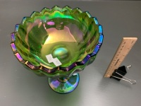 Indiana Carnival Glass Tulip Compote in Green - 2